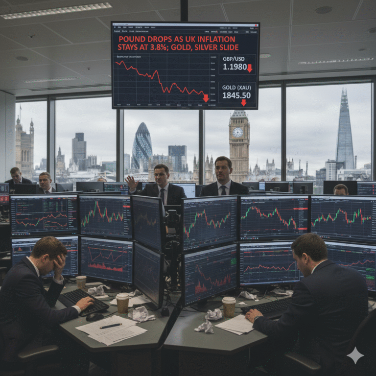 Pound Drops as UK Inflation Stays at 3.8%; Gold, Silver Slide